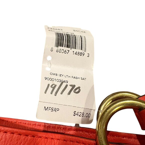Coach Hot Orange Leather Logo Tote - Picture 5 of 5